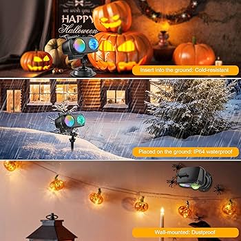 オーダー　ハロウィン&クリスマス４点 Amazon.com: 8-Pattern Halloween Projector Lights Outdoor 2